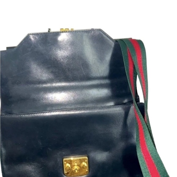Gucci Trending Vintage Black Leather Crossbody Satchel Bag - Picture 6 of 12
